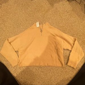 PACSUN TAN FUZZY QUARTER ZIP